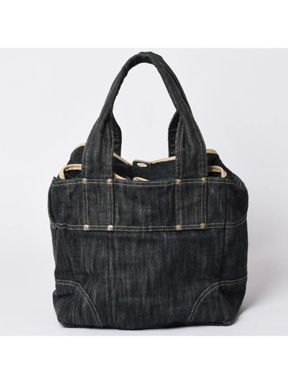 Chanel Sparkling Denim Tote Bag Fabric Indigo Gold